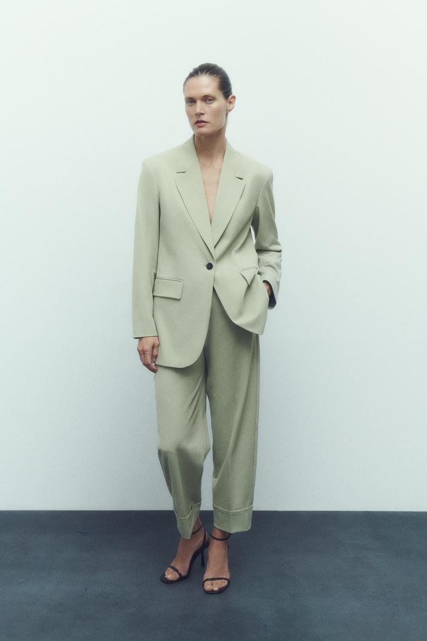 Green pant suit zara Clearance