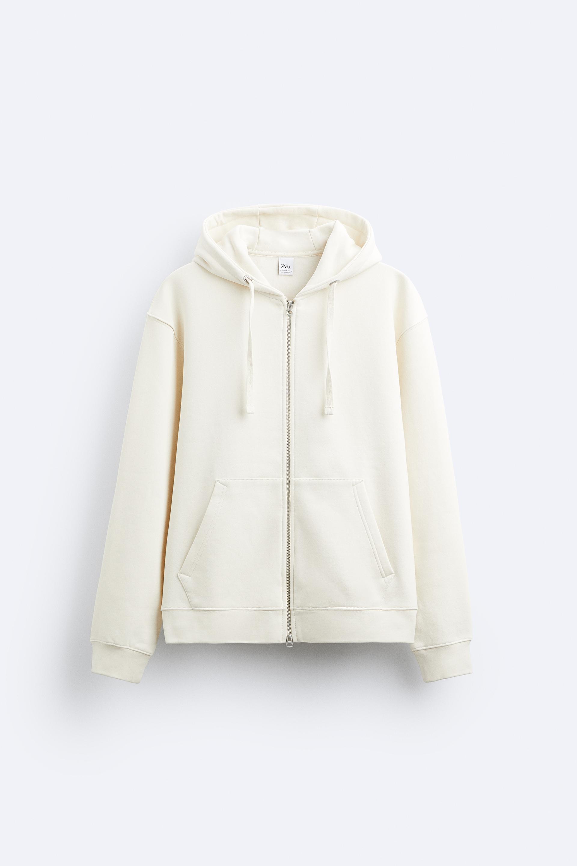Zara white zip up hoodie Clearance