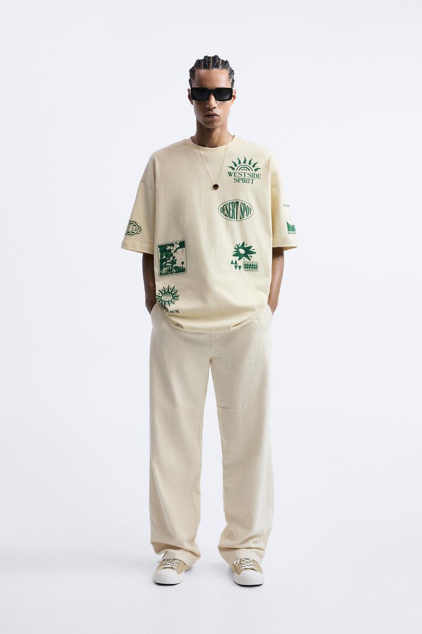 Beige t shirt zara Clearance