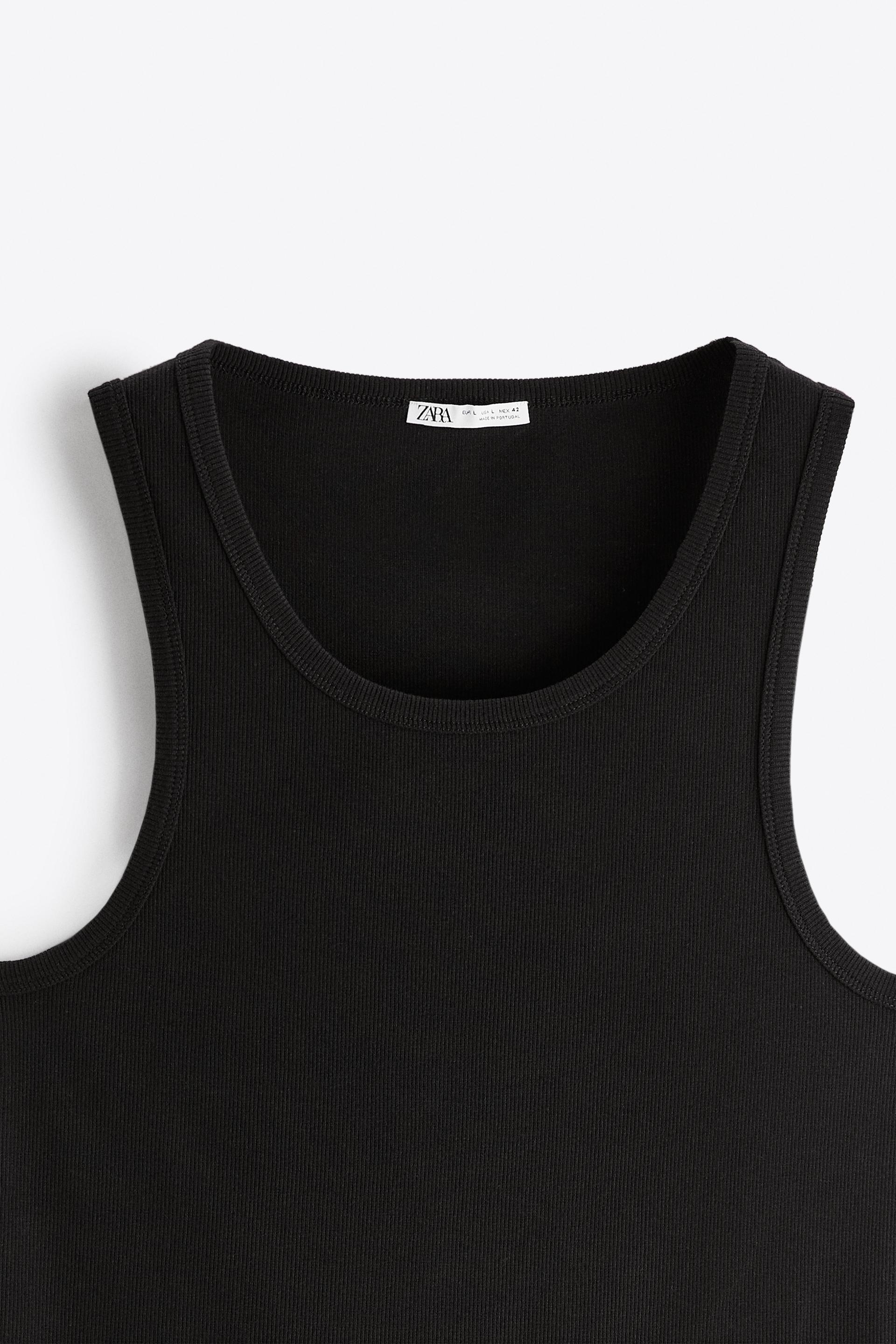 Zara black ribbed tank top Outlet