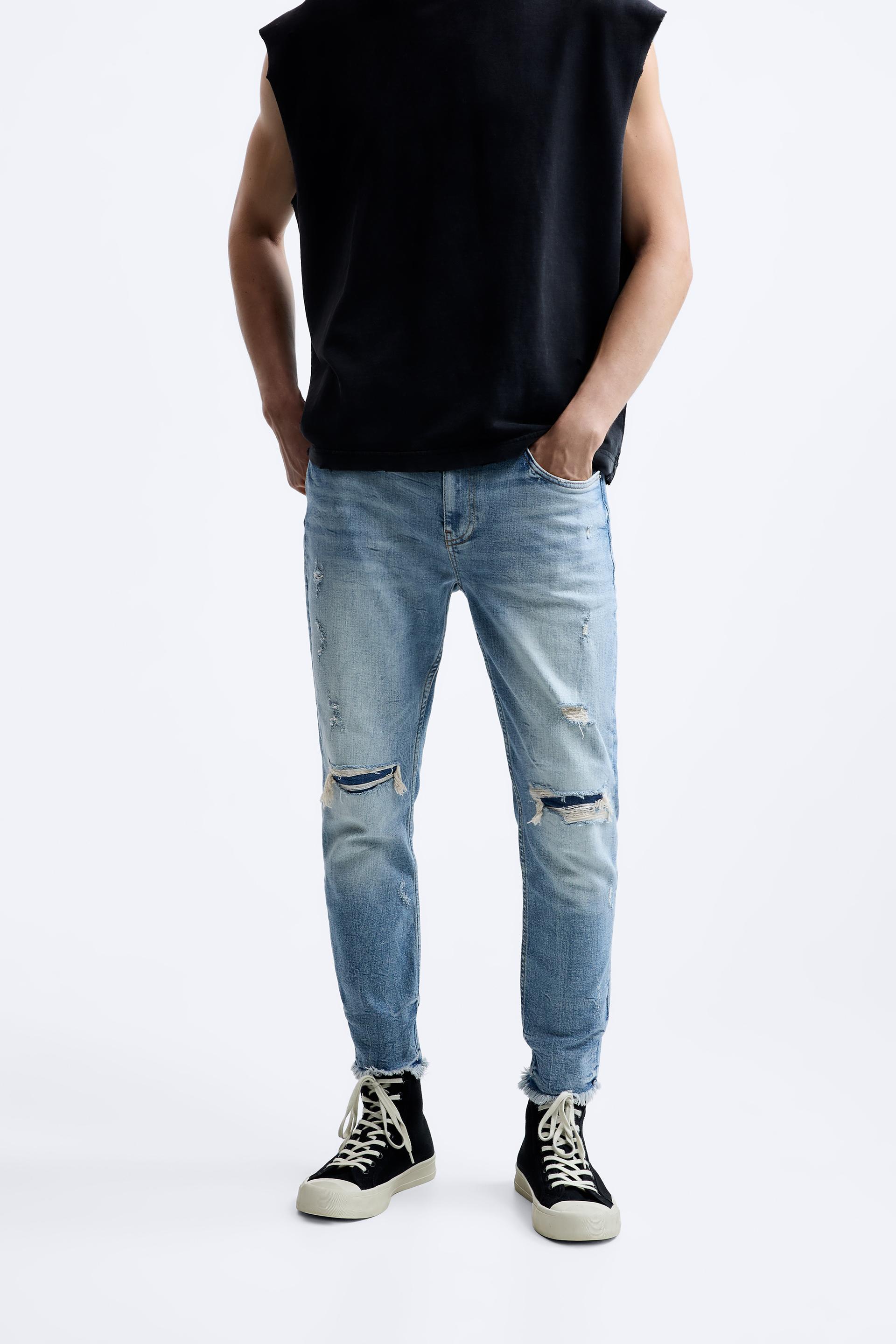 Blue ripped jeans zara Clearance