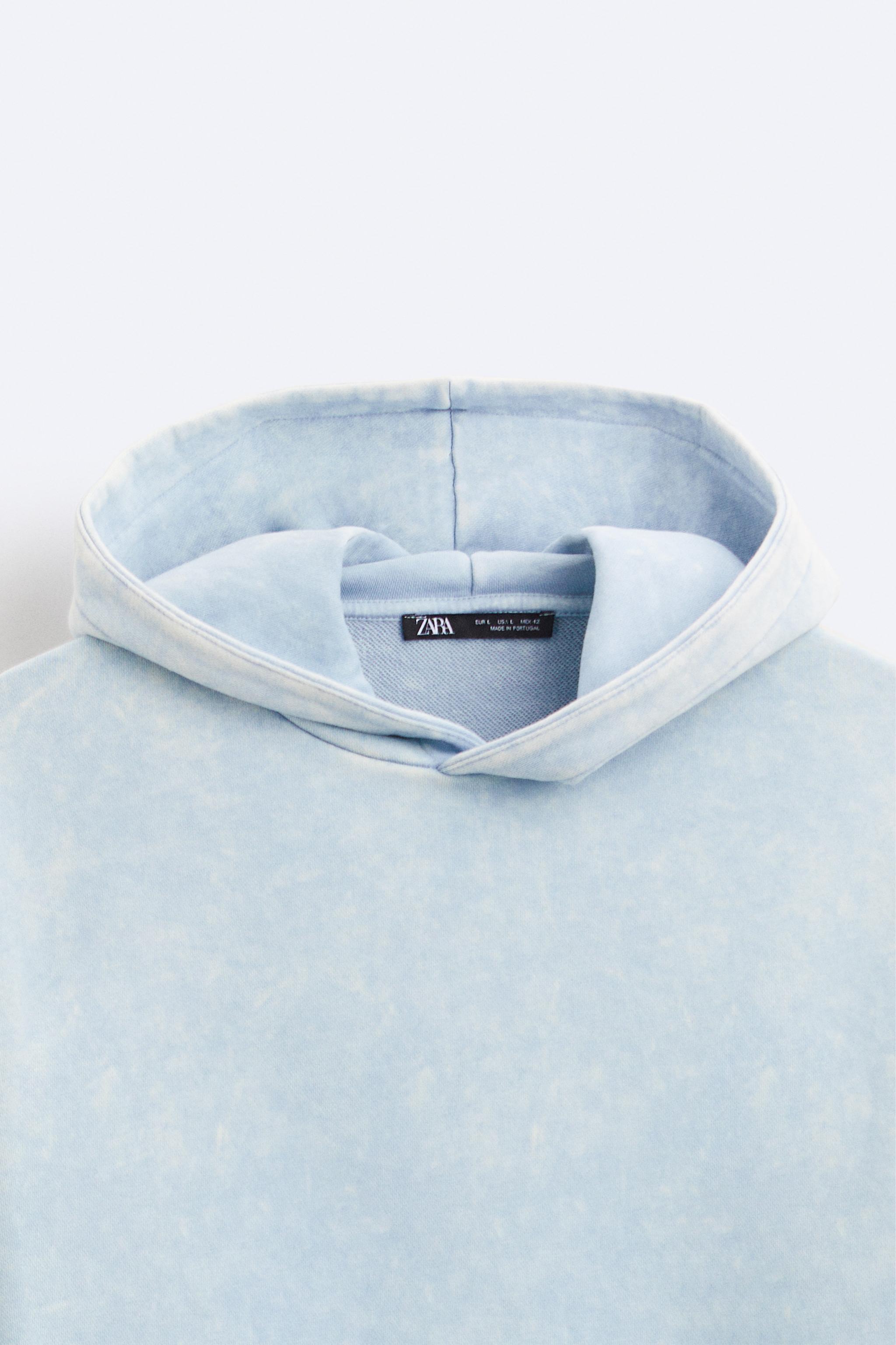 WASHED HOODED SWEATSHIRT - Blue / White | ZARA United States