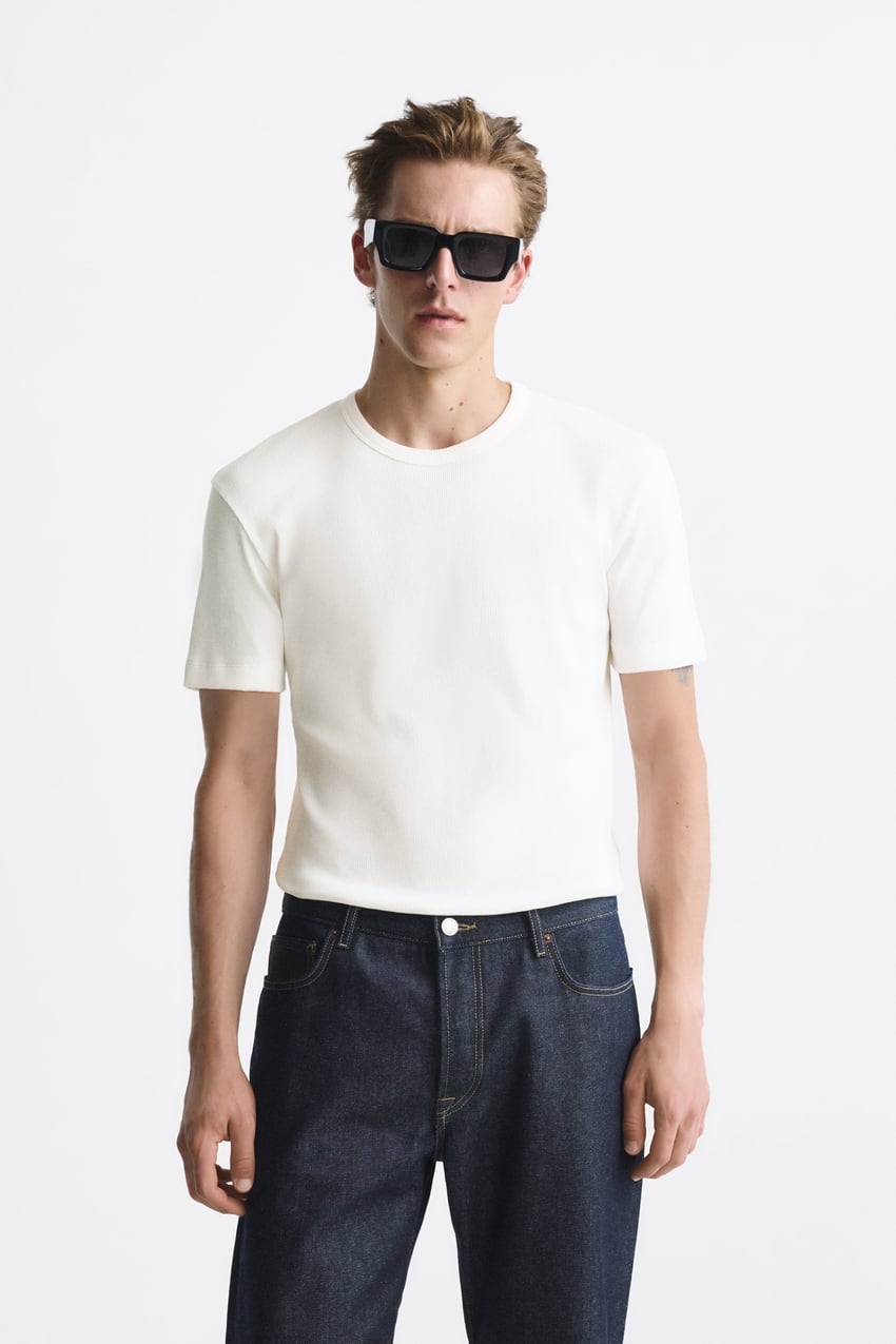 MUSCLE FIT T-SHIRT - Oyster White | ZARA United States