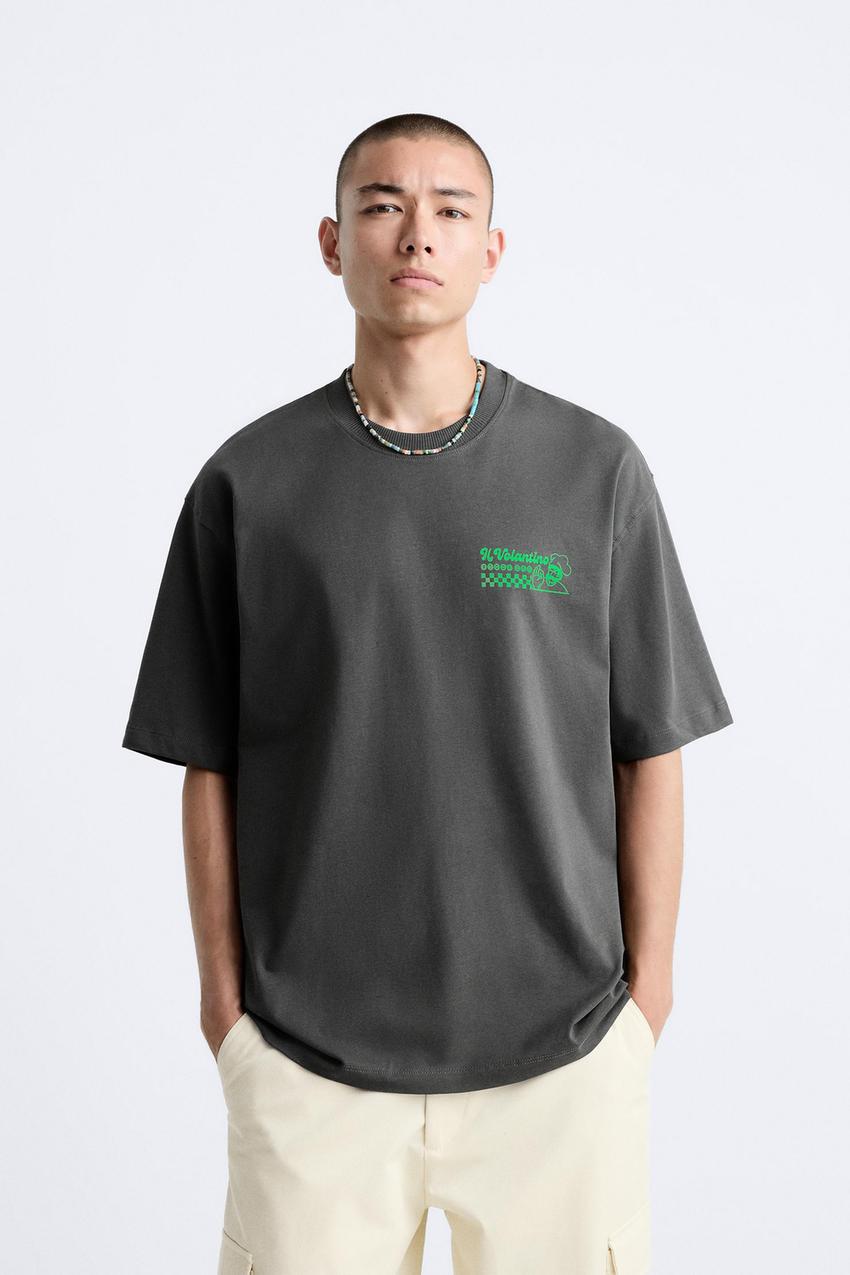 Oversized t shirt men zara Clearance