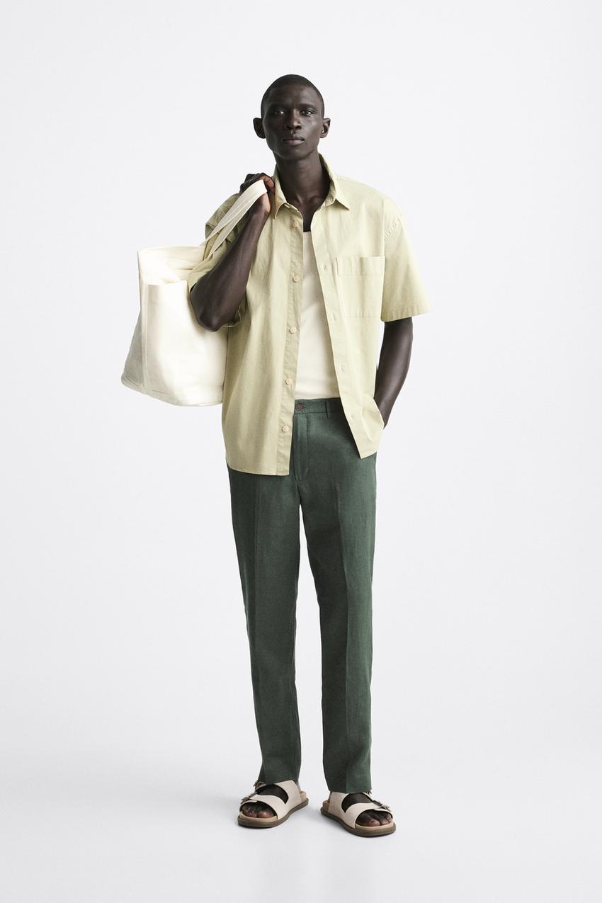 Mens linen pants zara Clearance