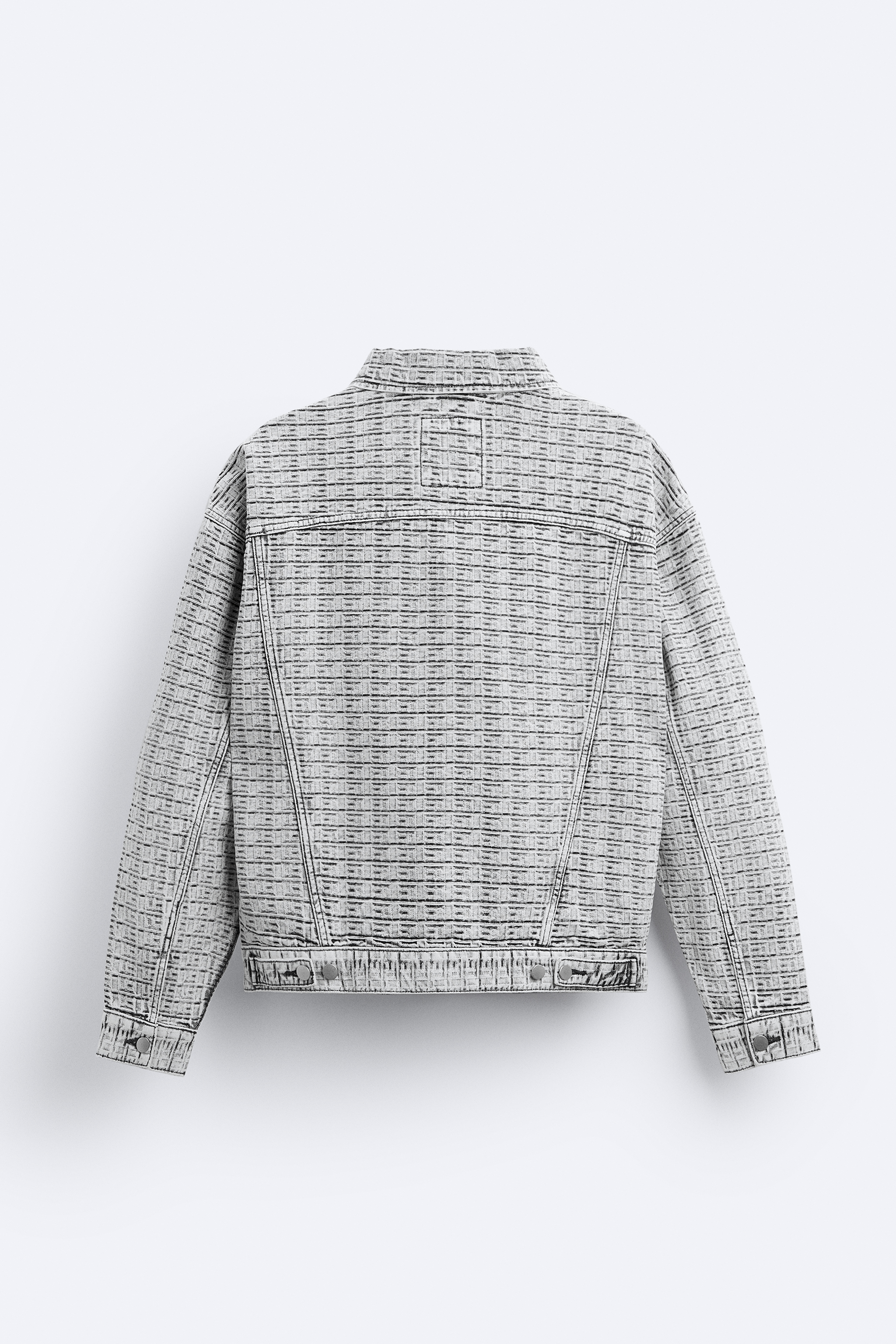 Zara - Geometric Jacquard Denim Jacket - Gray - Men