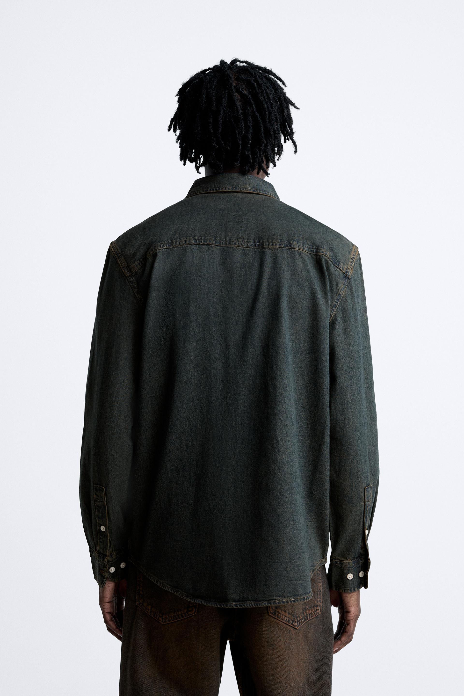 Mens black denim jacket zara Outlet