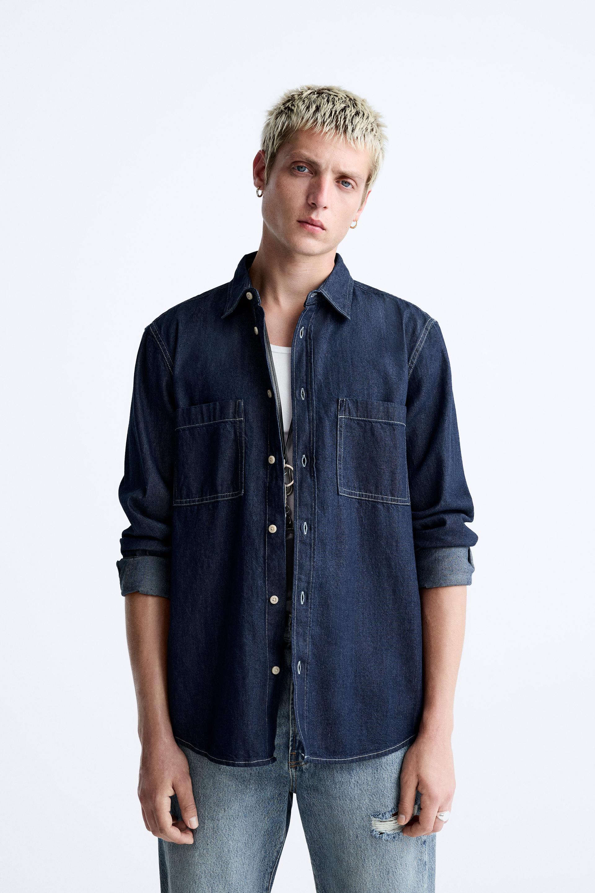 Zara denim shirt black Clearance