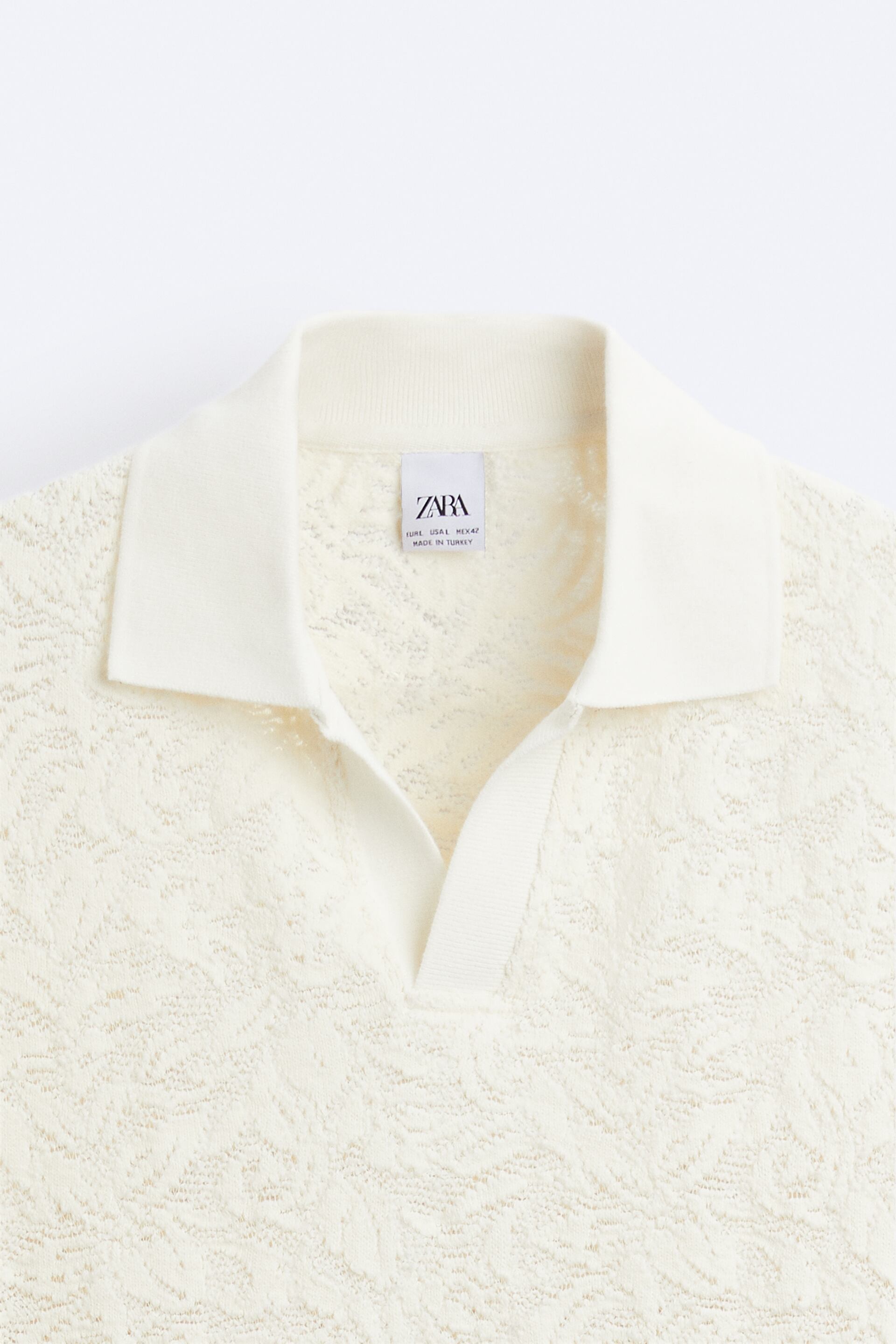 フラワージャカード ポロシャツ - オフホワイト | ZARA Japan / 日本