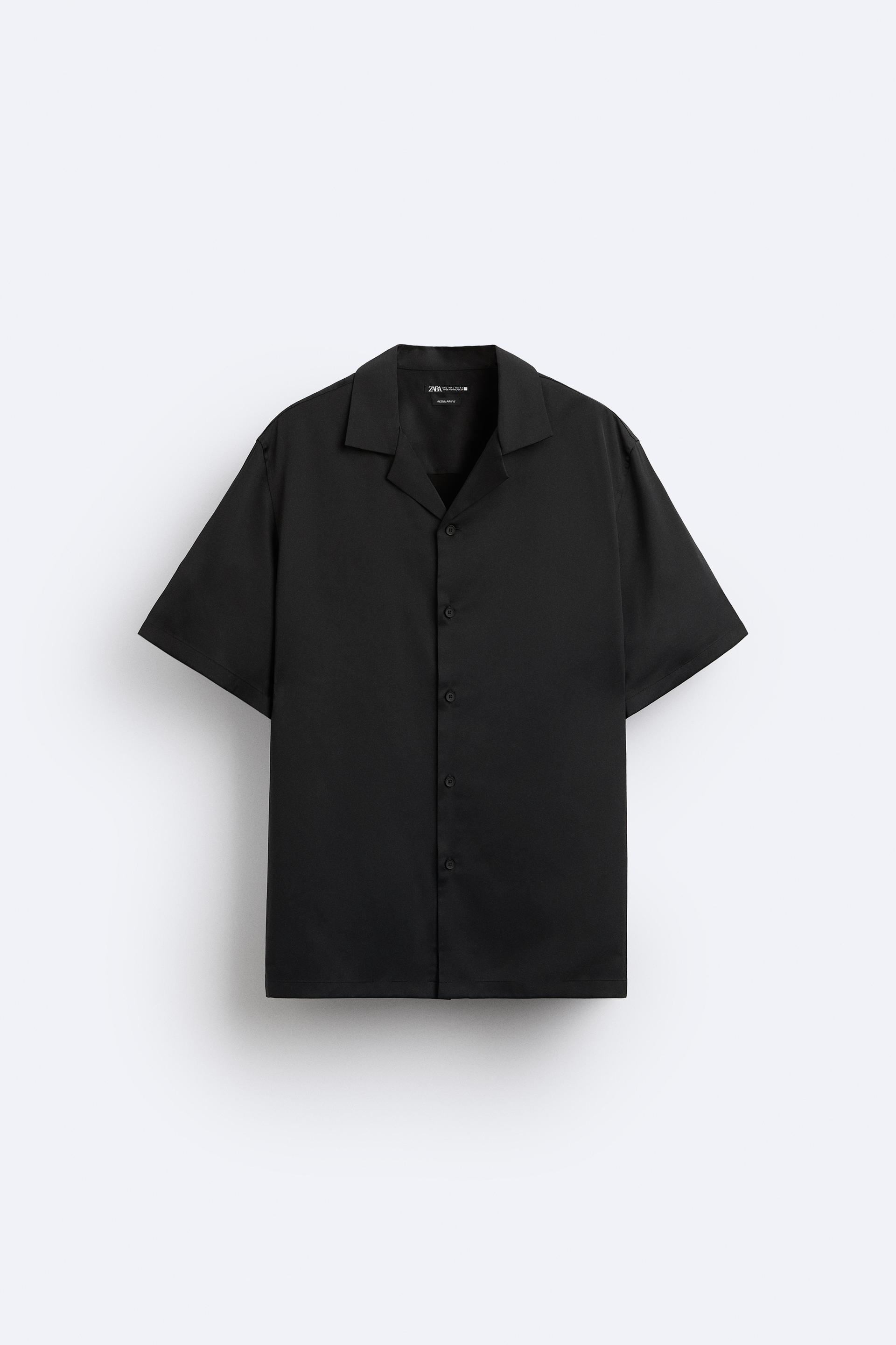 Satin black shirt zara Clearance