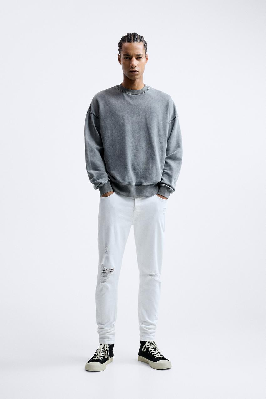 Zara white mens jeans Clearance