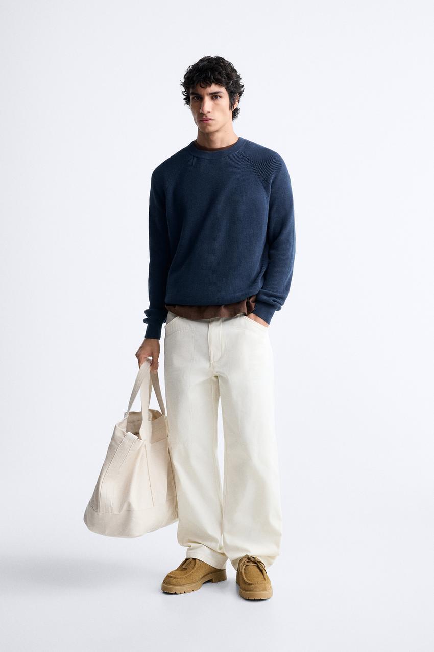 Zara men's purl knit sweater Clearance