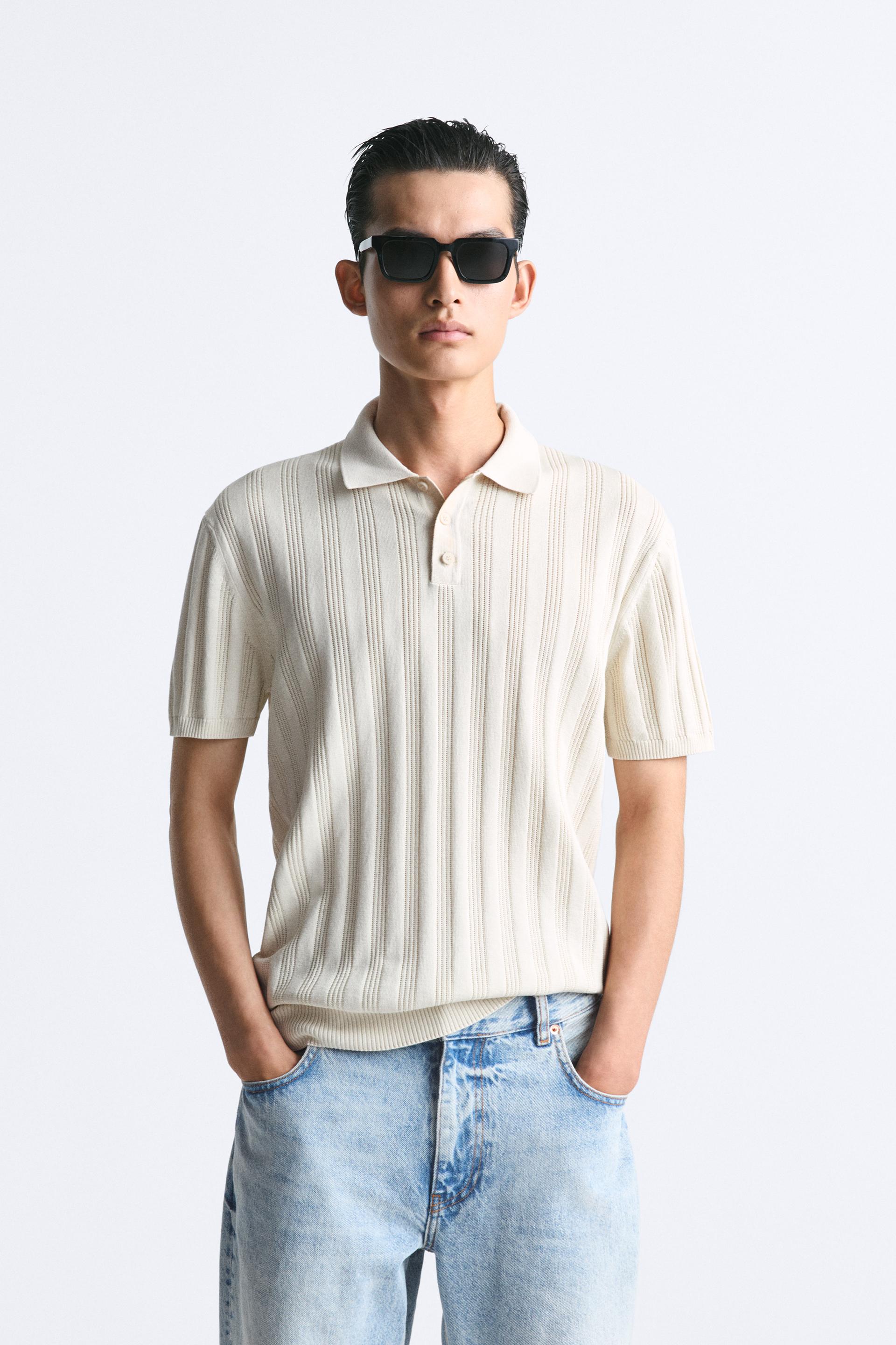 RIBBED TEXTURED KNIT POLO - Navy blue | ZARA United States