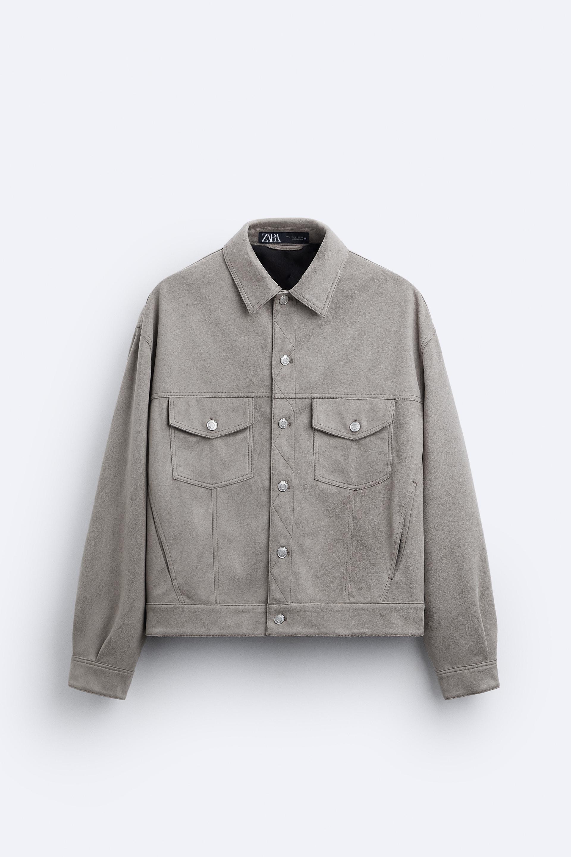 Grey suede jacket zara Clearance