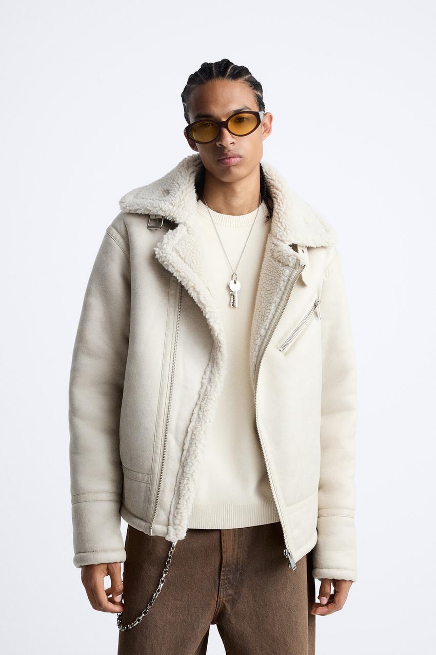 Double faced faux suede jacket zara Clearance