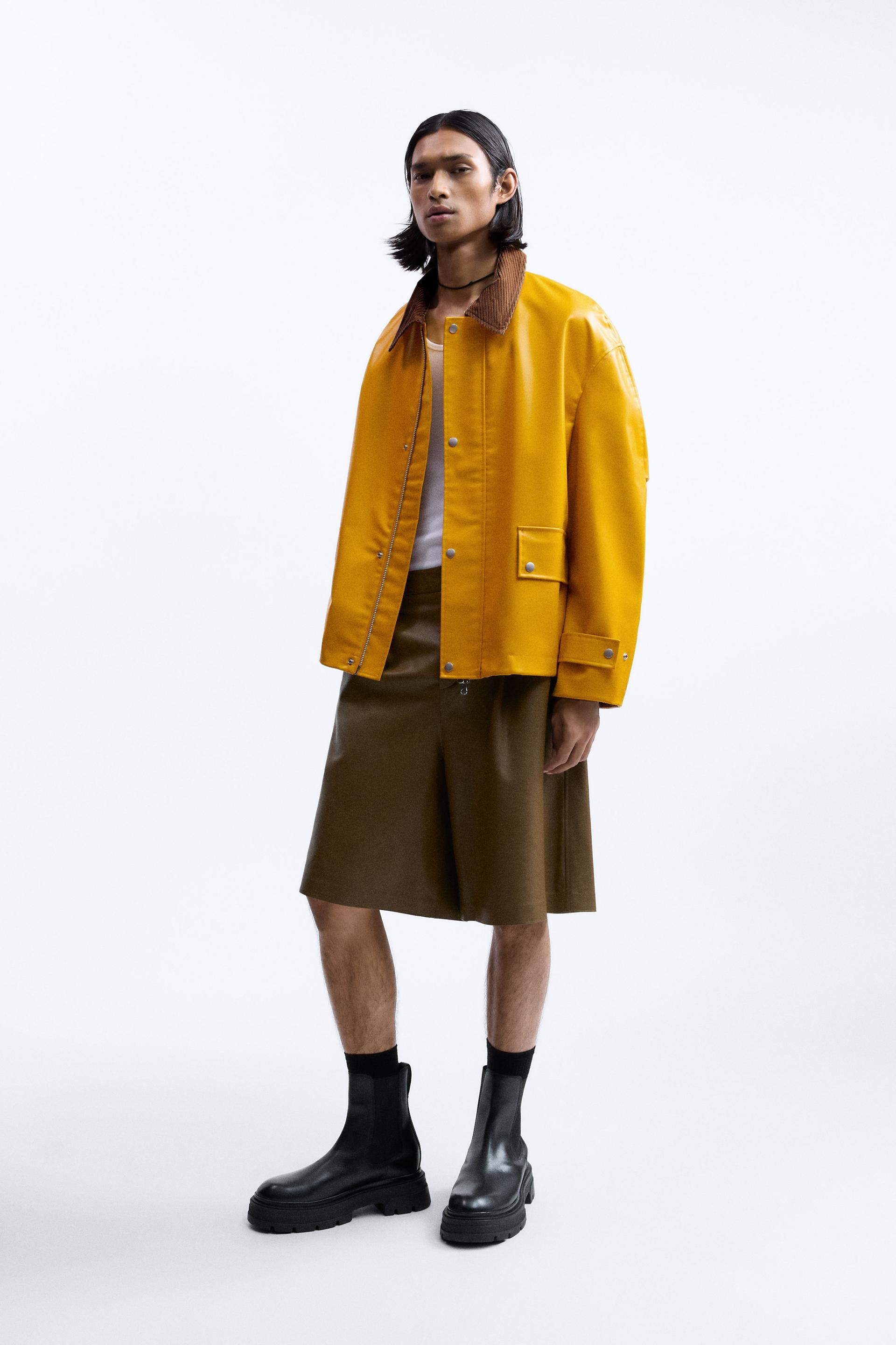 Yellow leather jacket mens zara Clearance