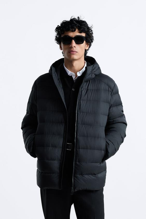 Hooded puffer jacket zara mens Clearance