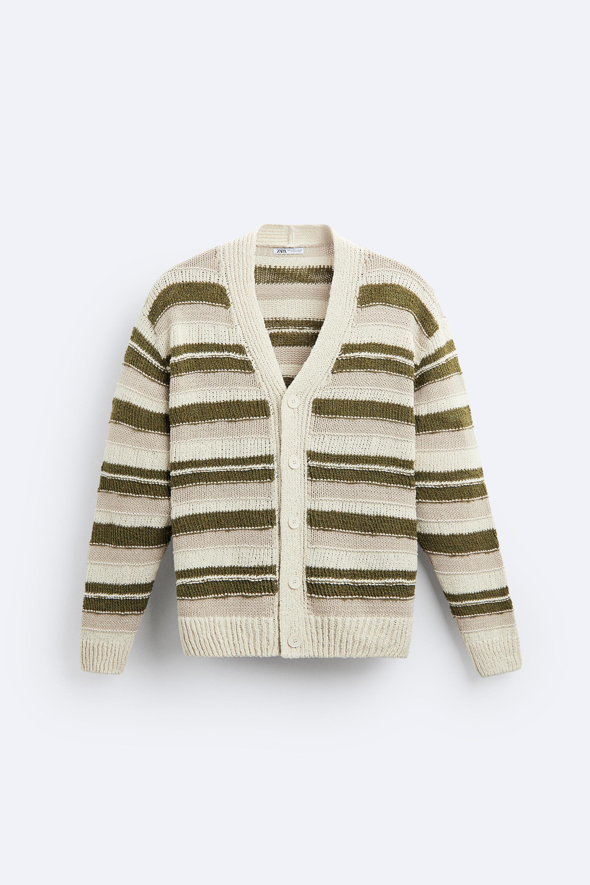 Green striped cardigan zara Clearance