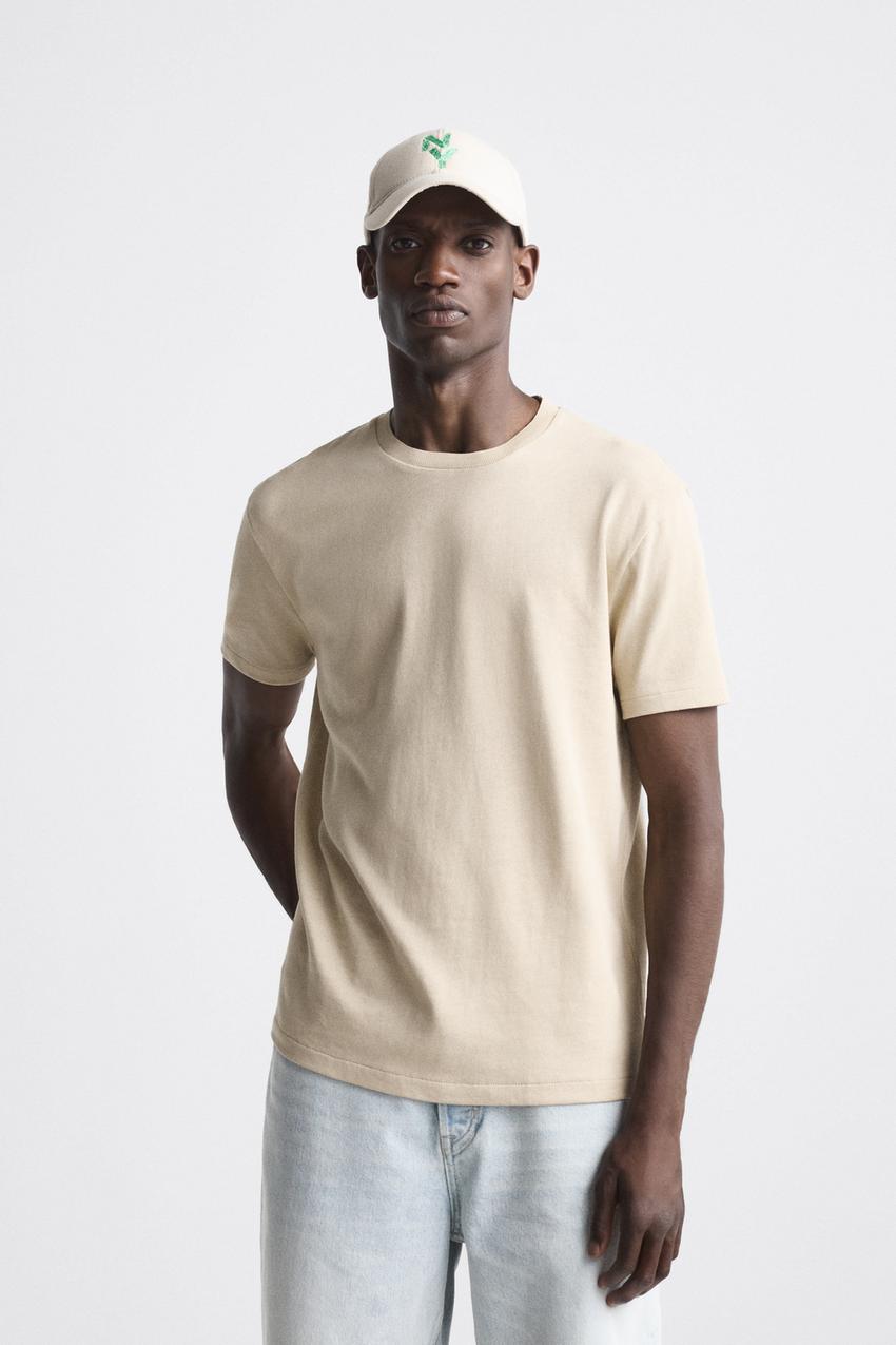 Beige t shirt zara Clearance