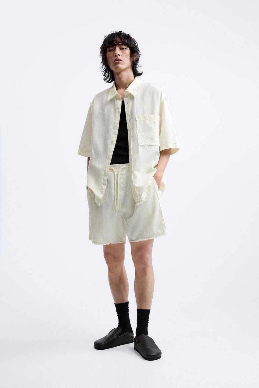 White linen shorts zara Clearance