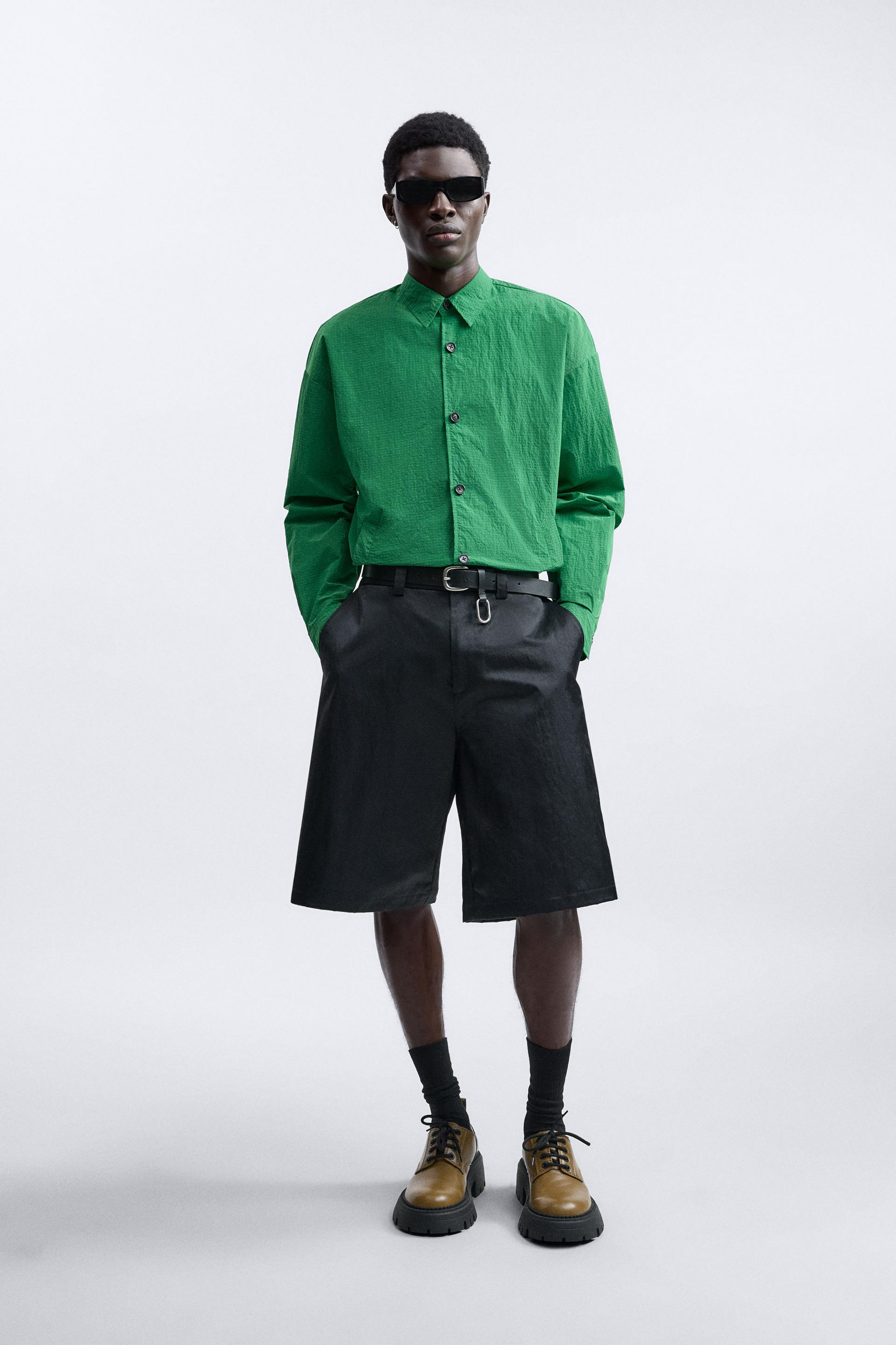 Zara shorts green Clearance