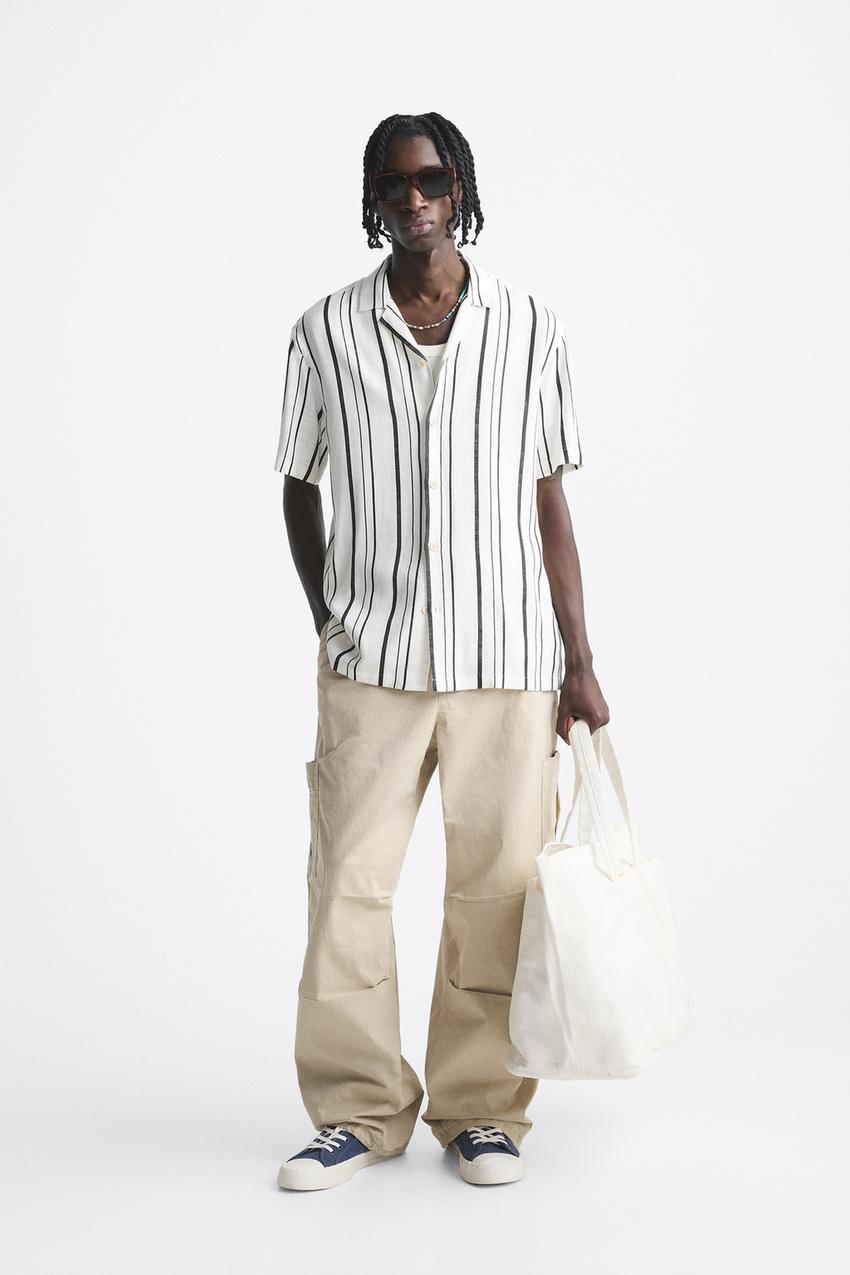 Striped shirt men zara Clearance