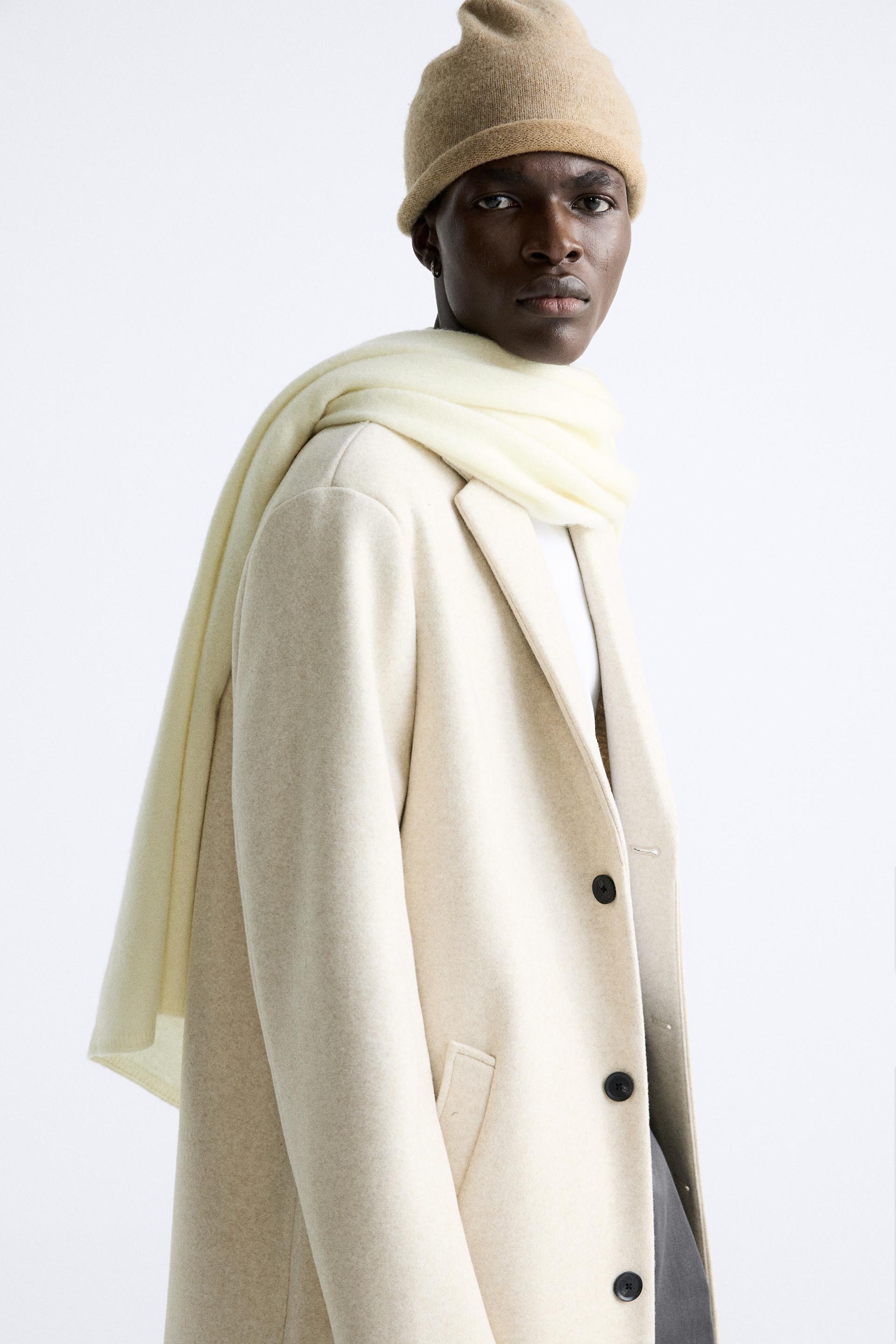 Stretch knit cloth coat zara Clearance