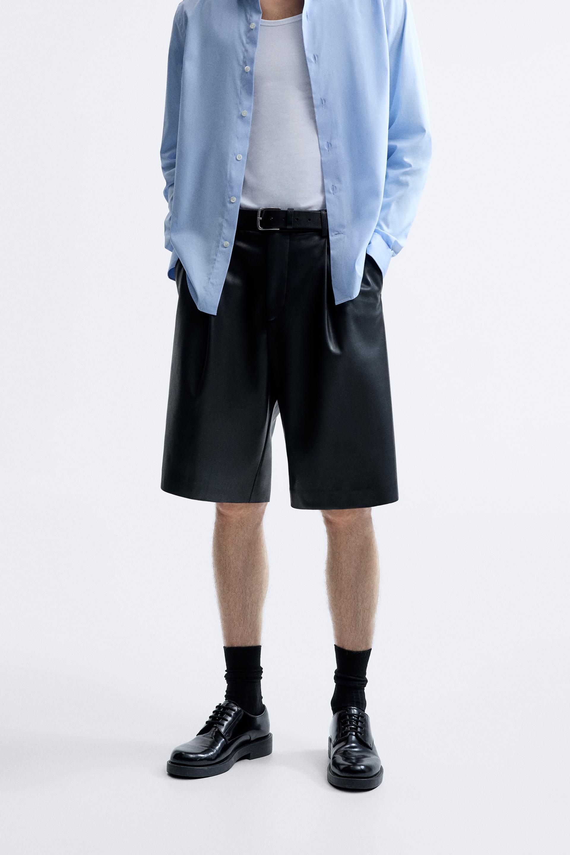 Leather bermuda shorts zara Clearance