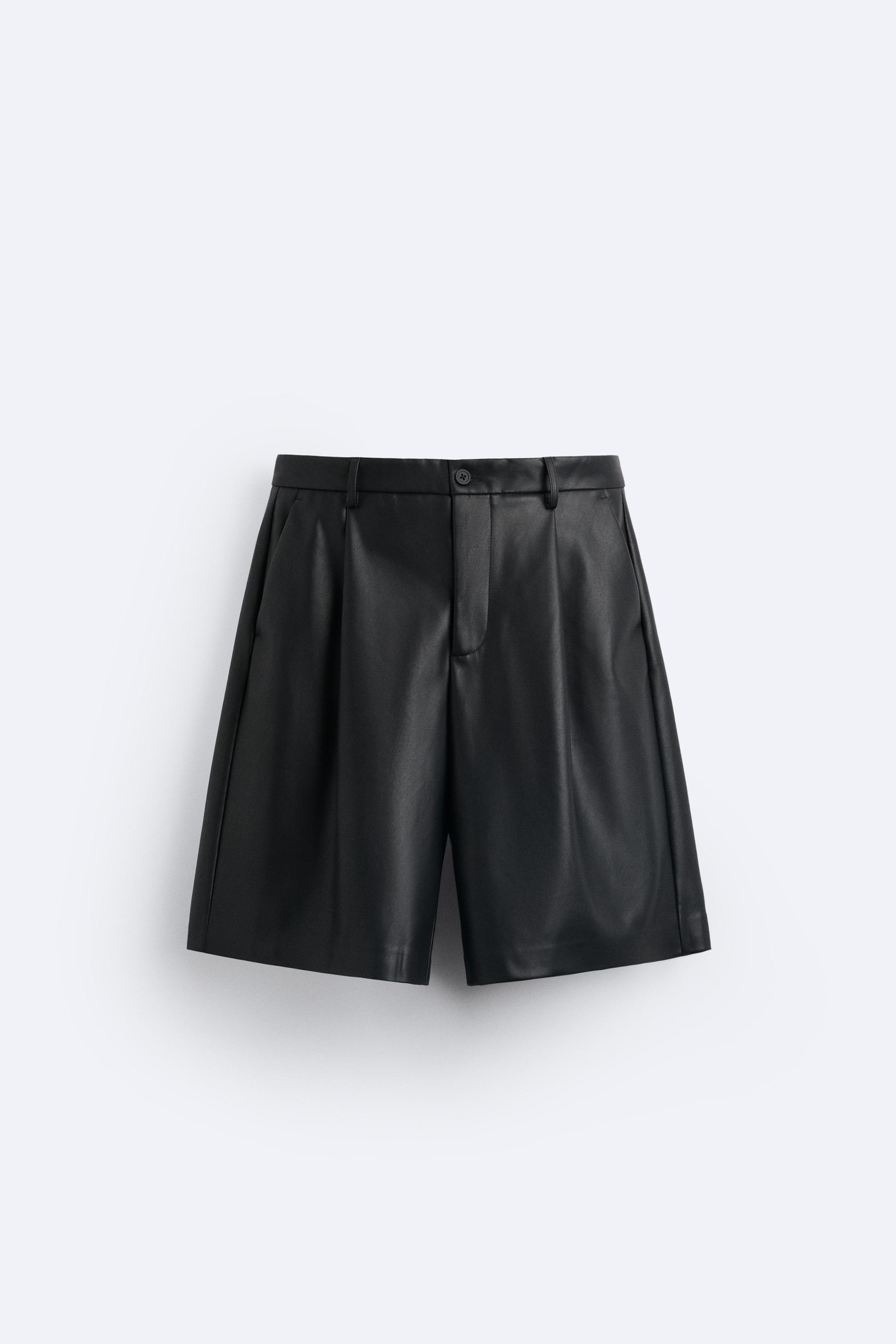 Zara faux leather bermuda shorts Clearance