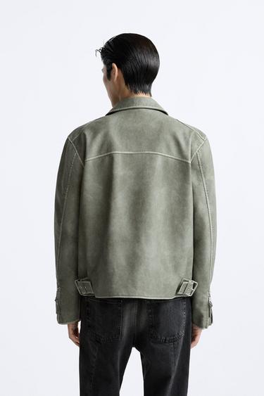 Price of zara man leather jacket Clearance