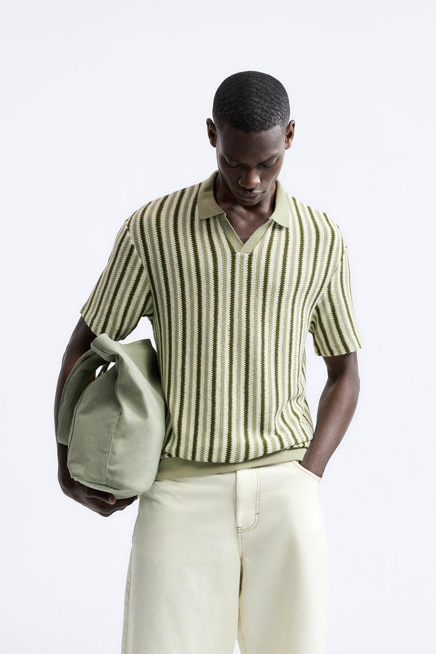 Zara striped jacquard top Clearance