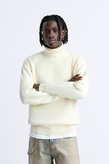 Zara mens cream jumper Clearance