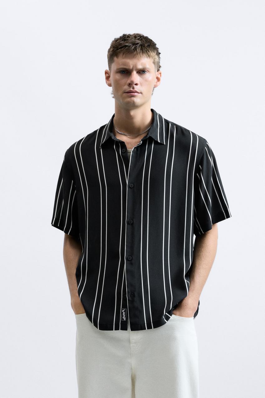 Striped shirt men zara Clearance