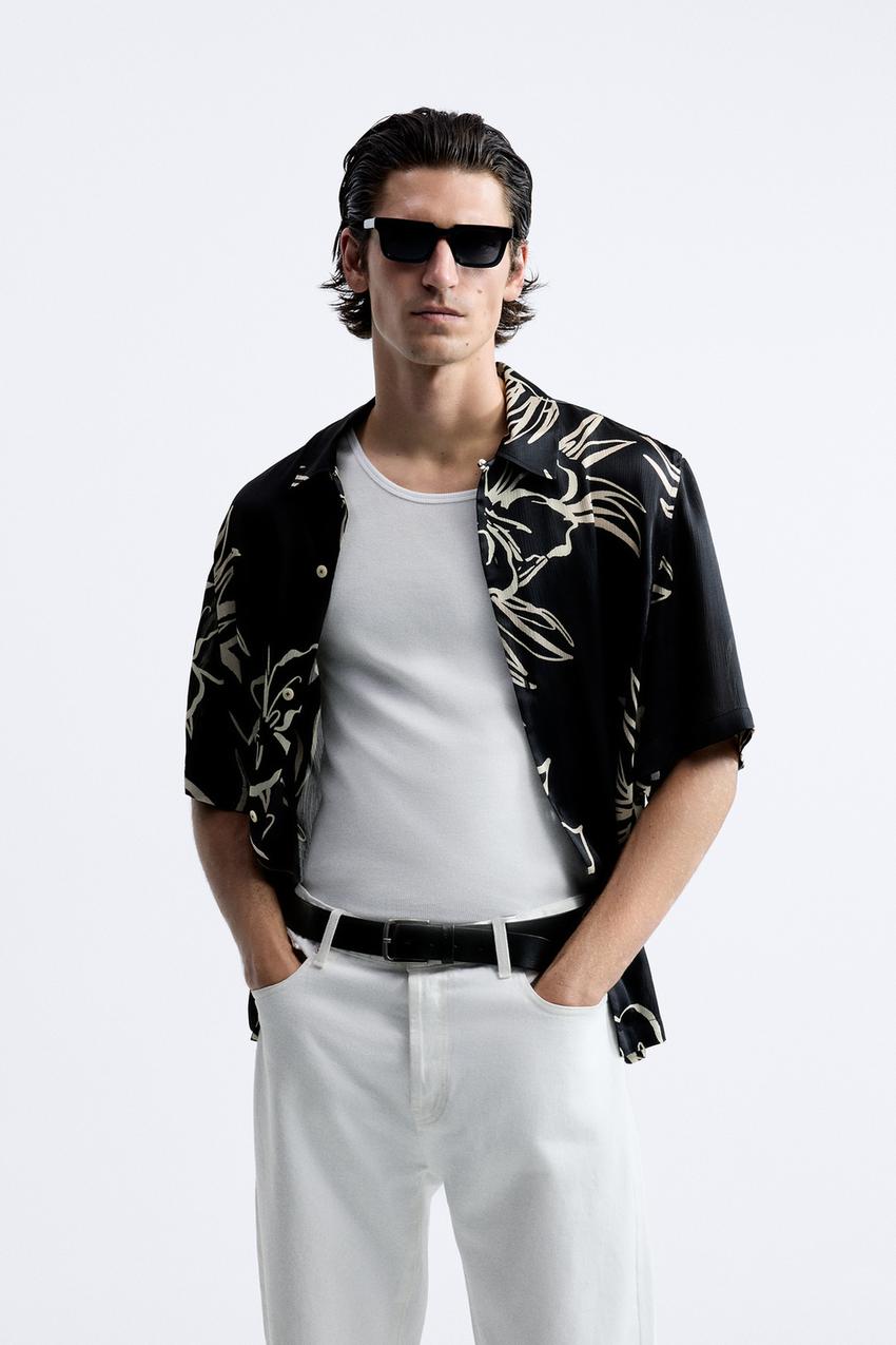Zara men's floral shirts & tops Clearance