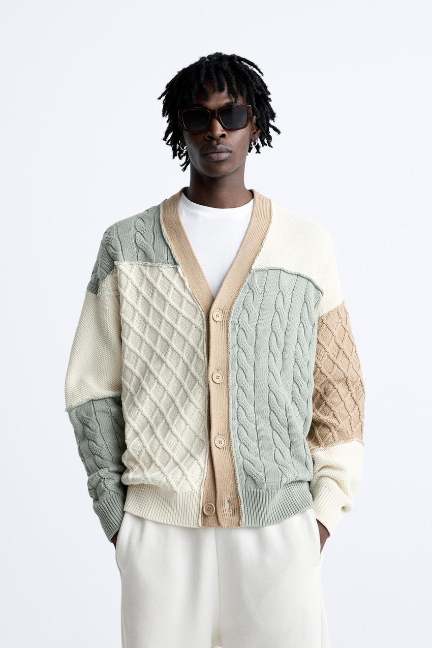 Zara patchwork knit cardigan Clearance