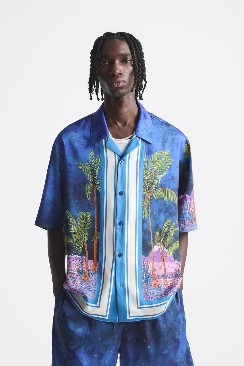 Zara palm tree print shirt Clearance