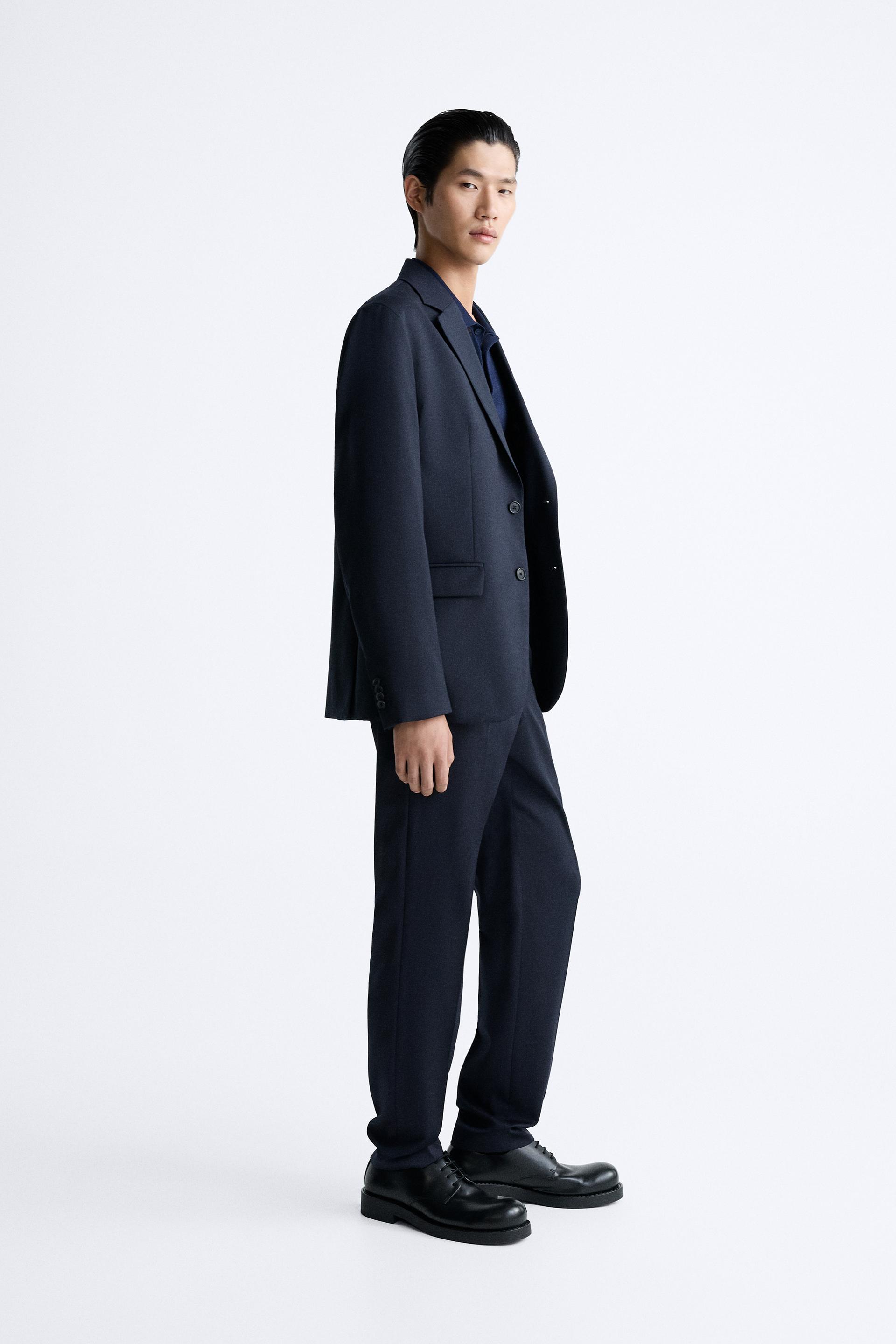 Navy blue suit 2025 zara