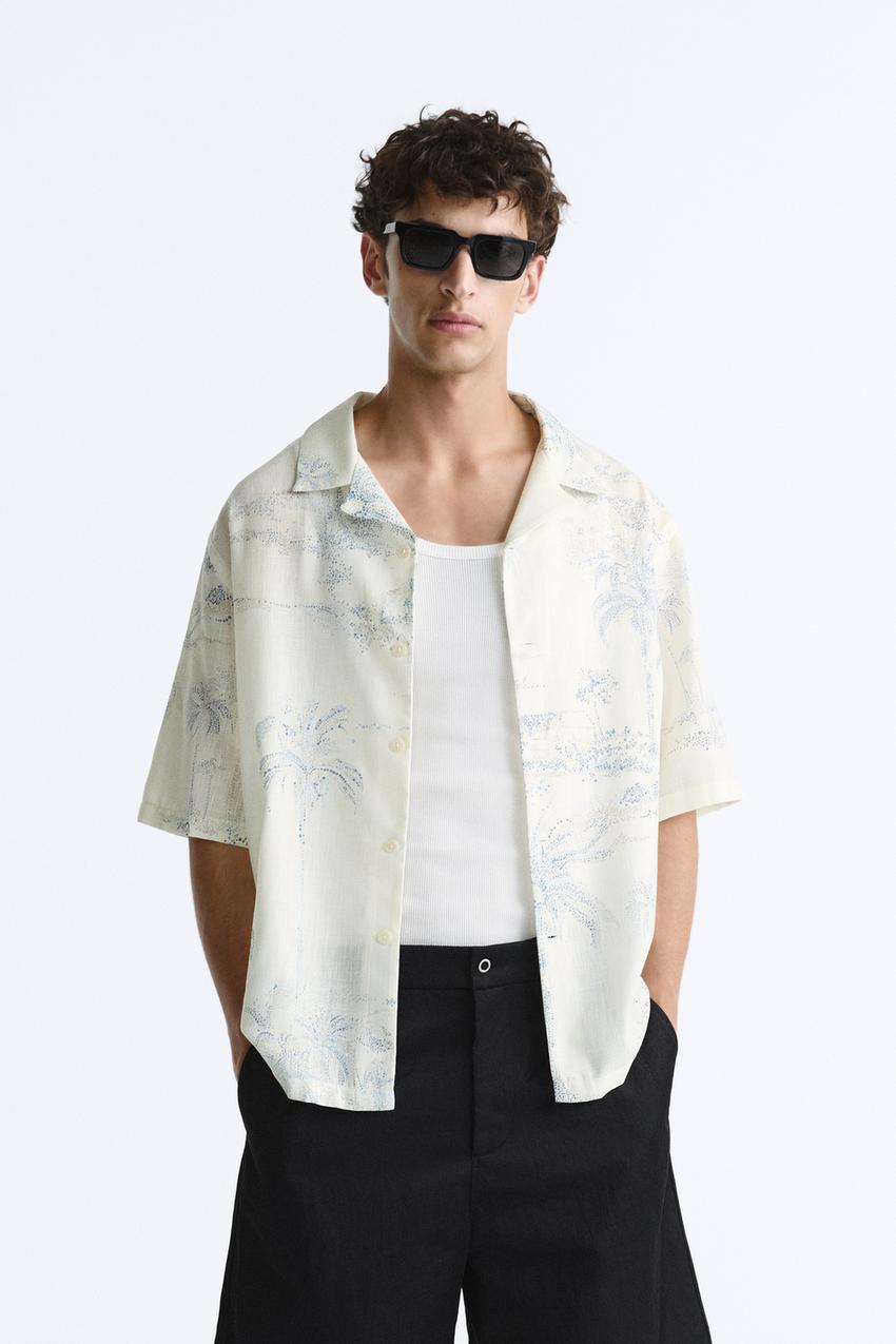 Zara palm tree print shirt Clearance