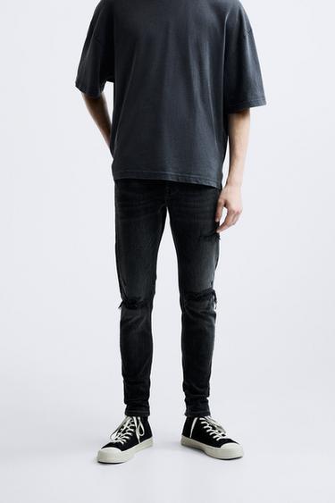 Mens black ripped jeans zara Clearance