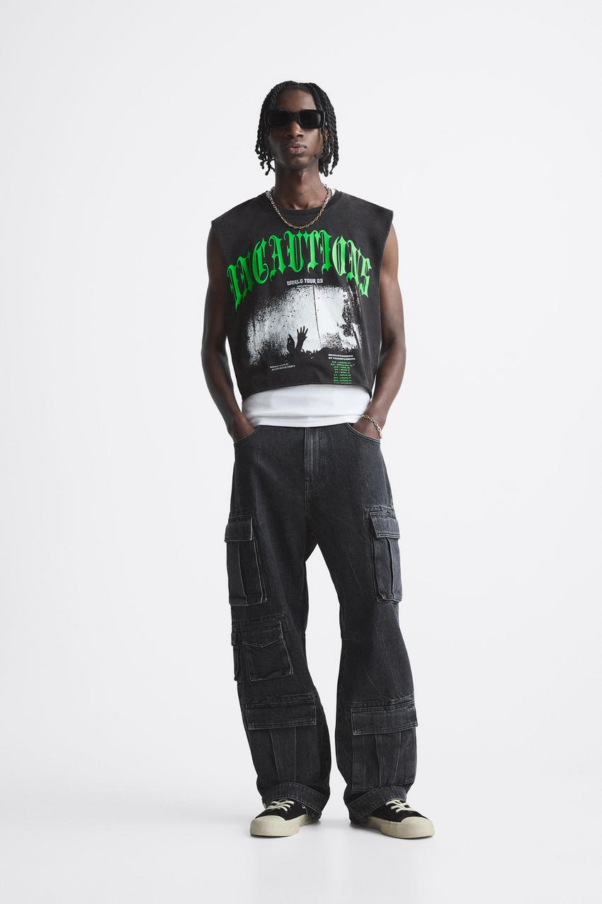 Printed cropped top zara Clearance