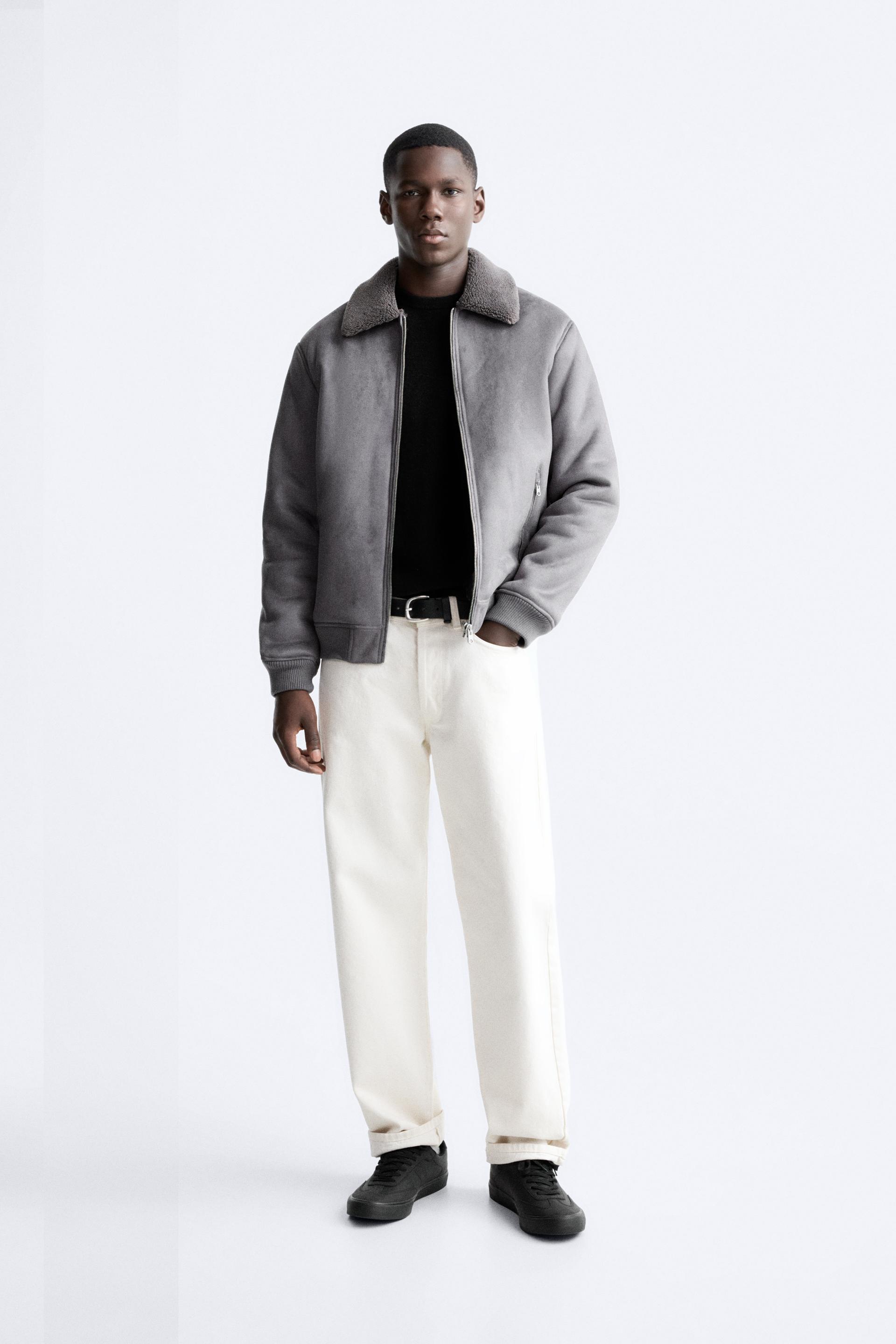 Grey suede jacket zara Clearance