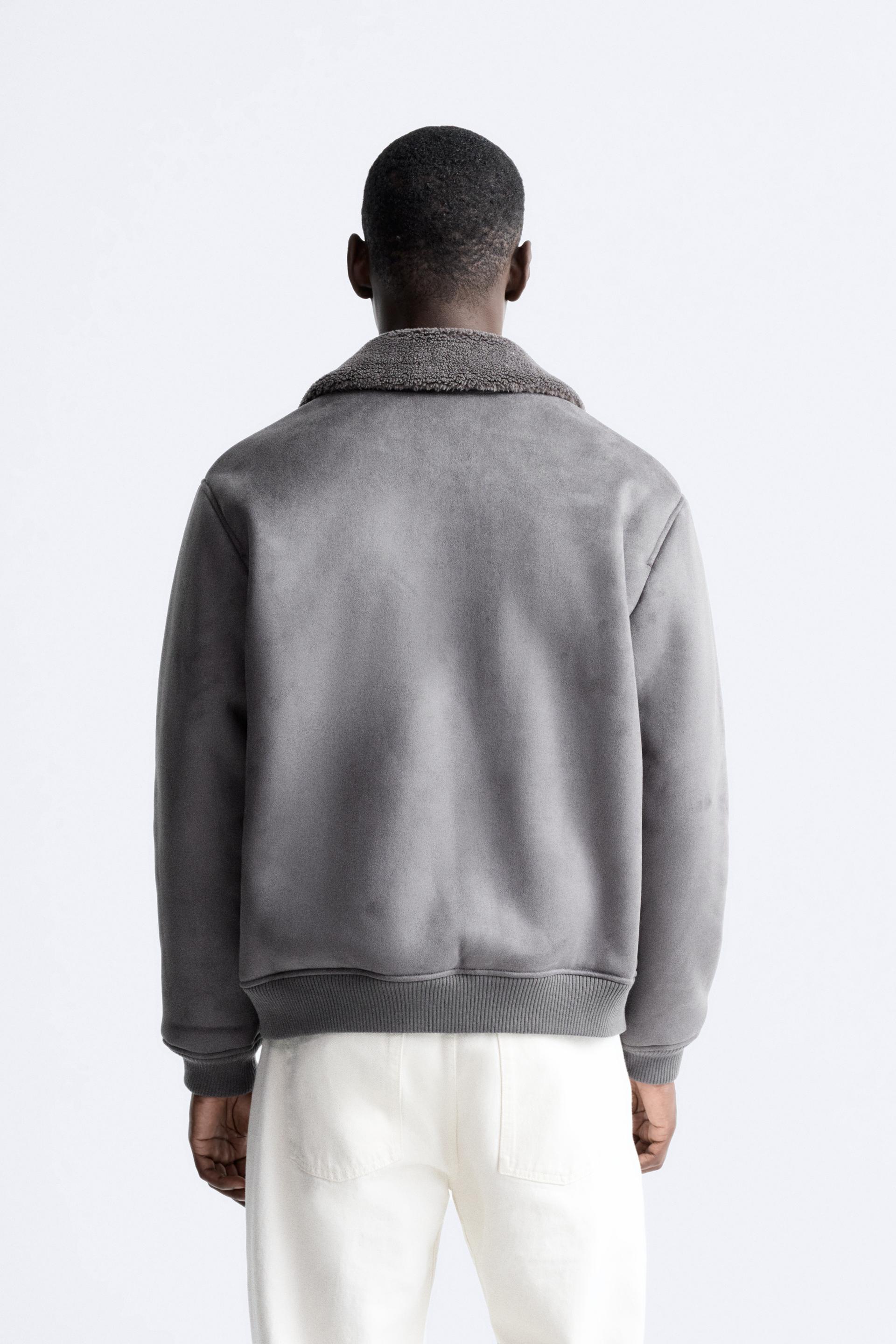 Double faced faux suede jacket zara Clearance