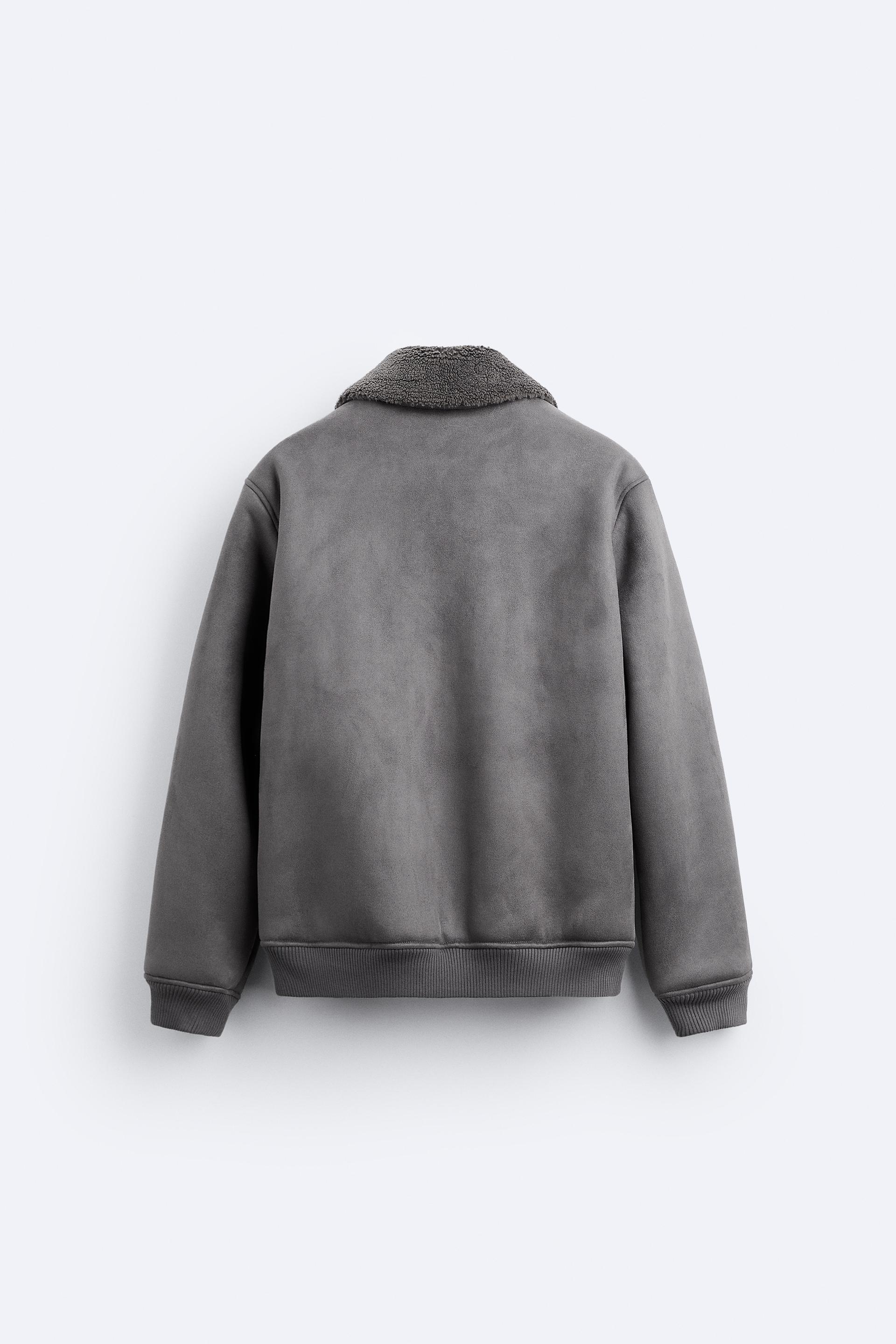 Double faced faux suede jacket zara Clearance