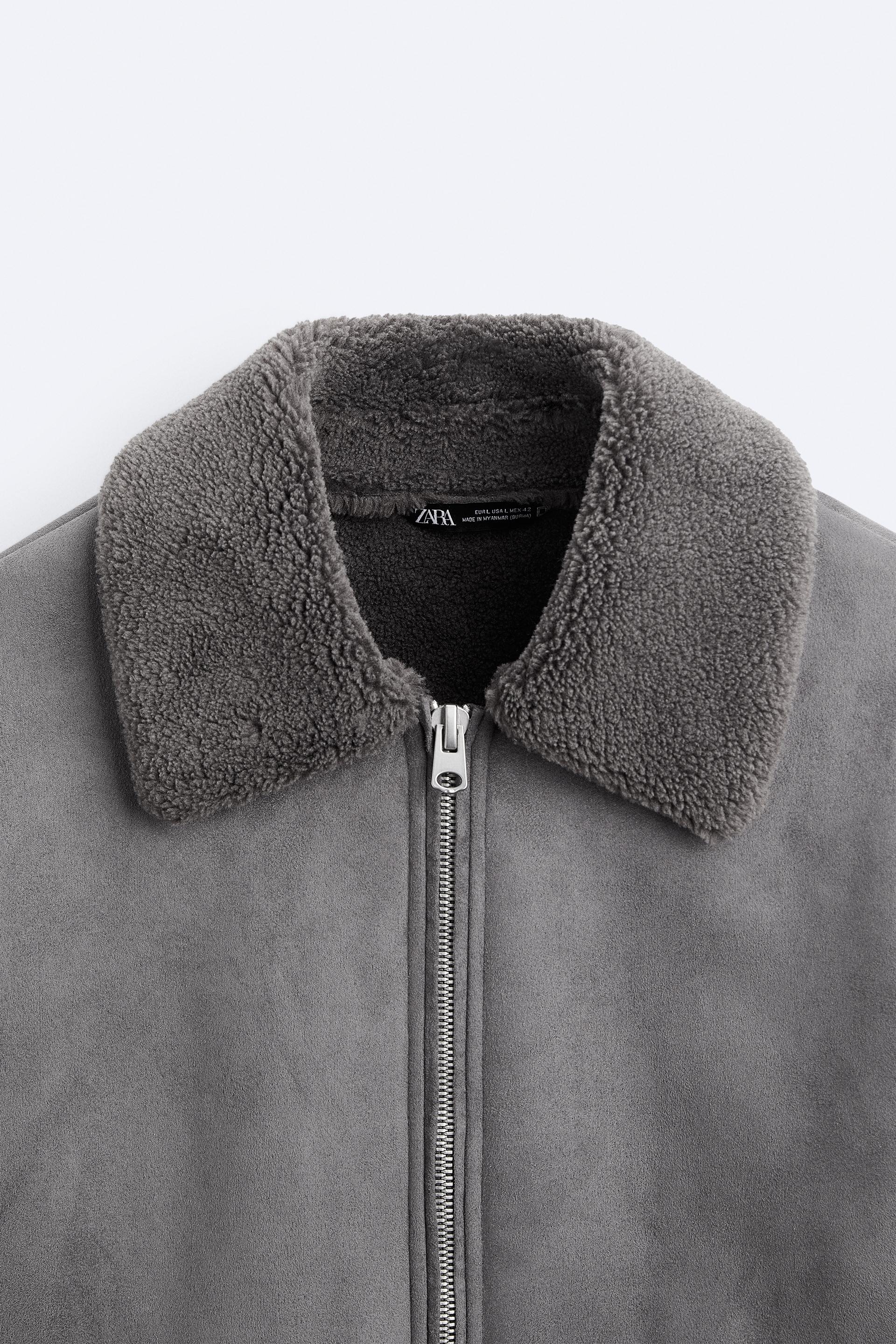 Double faced faux suede jacket zara Clearance