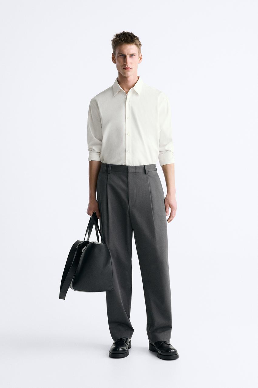 Zara wide leg trousers men Clearance