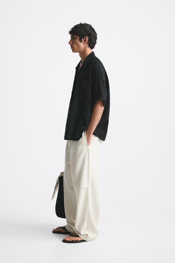 Zara wide leg trousers men Clearance