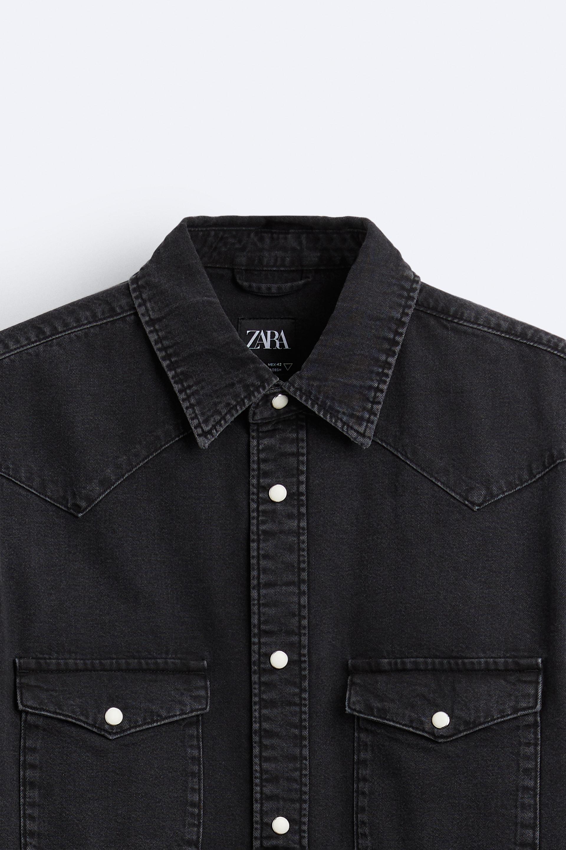 Zara denim shirt black Clearance