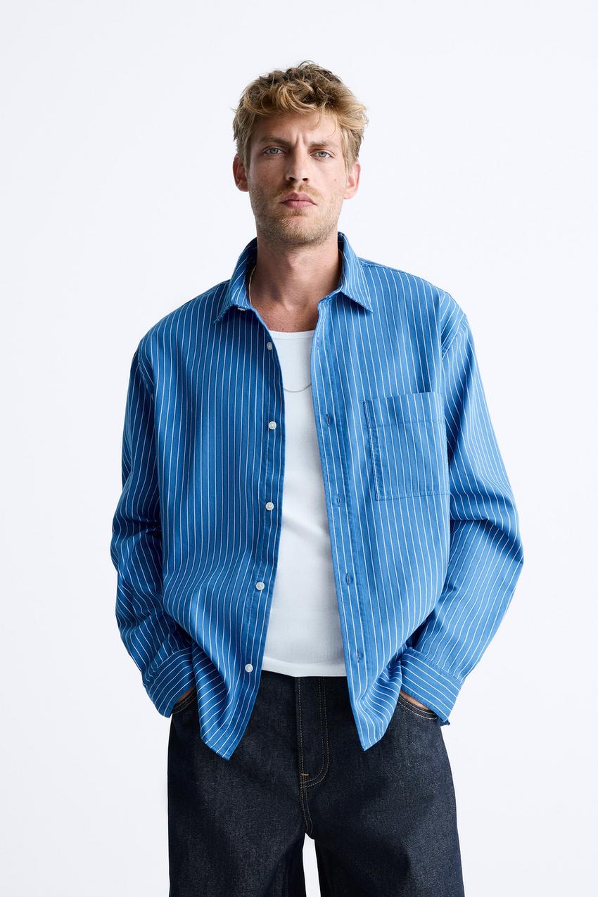 Zara striped denim shirt Clearance