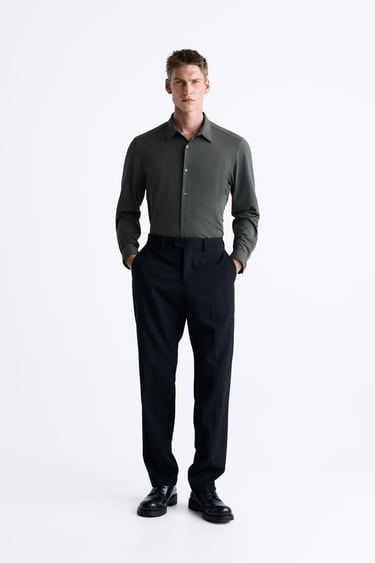 Zara - Stretch Short Sleeve Shirt - Black - Men
