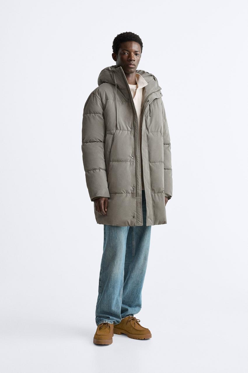 Zara quilted parka with hood Clearance